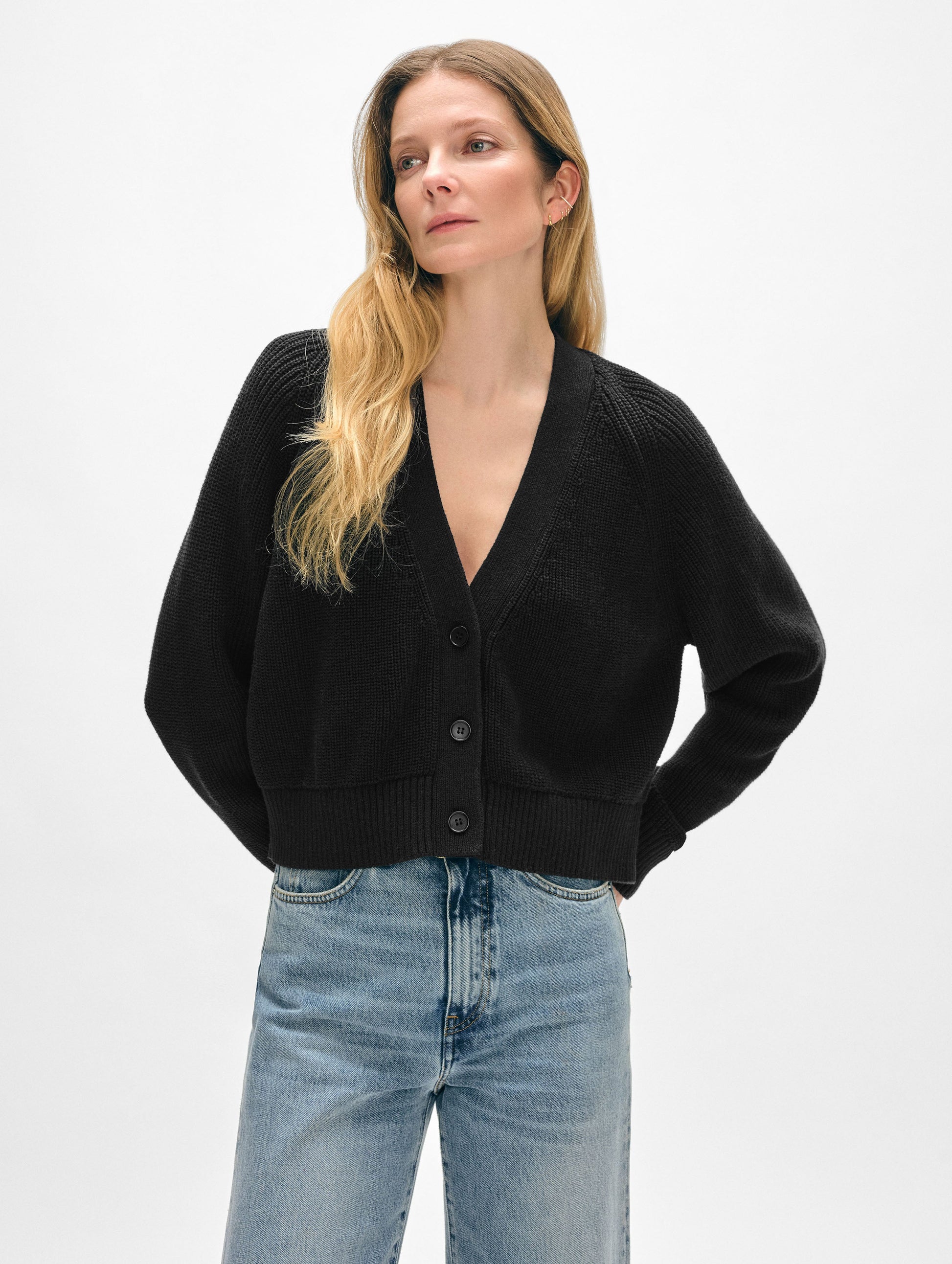 Linen Blend Ribbed Cardigan