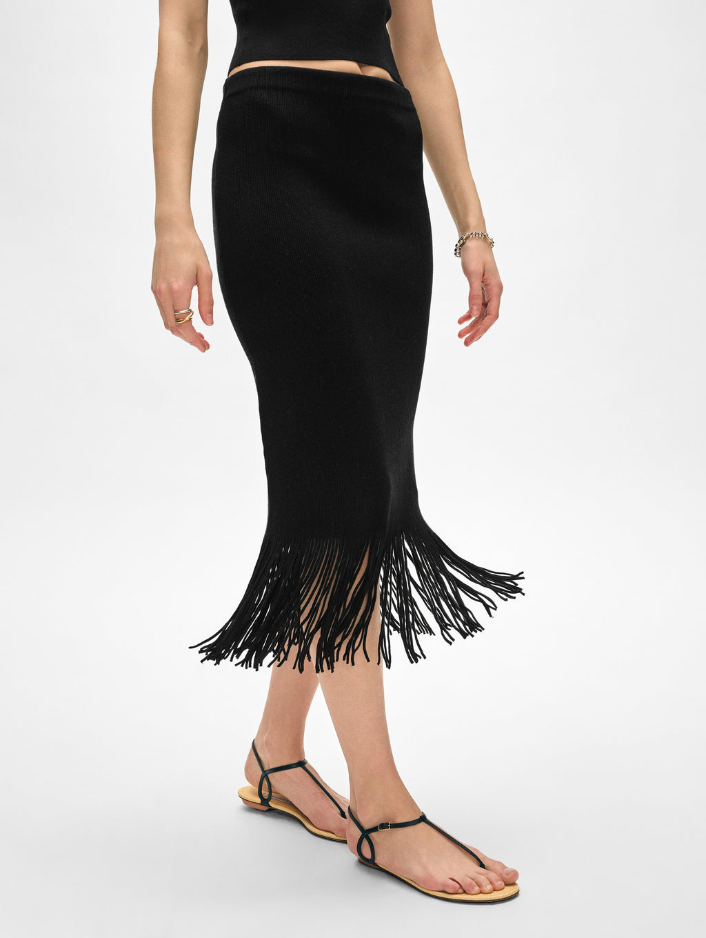 Ribbed Fringe Skirt
