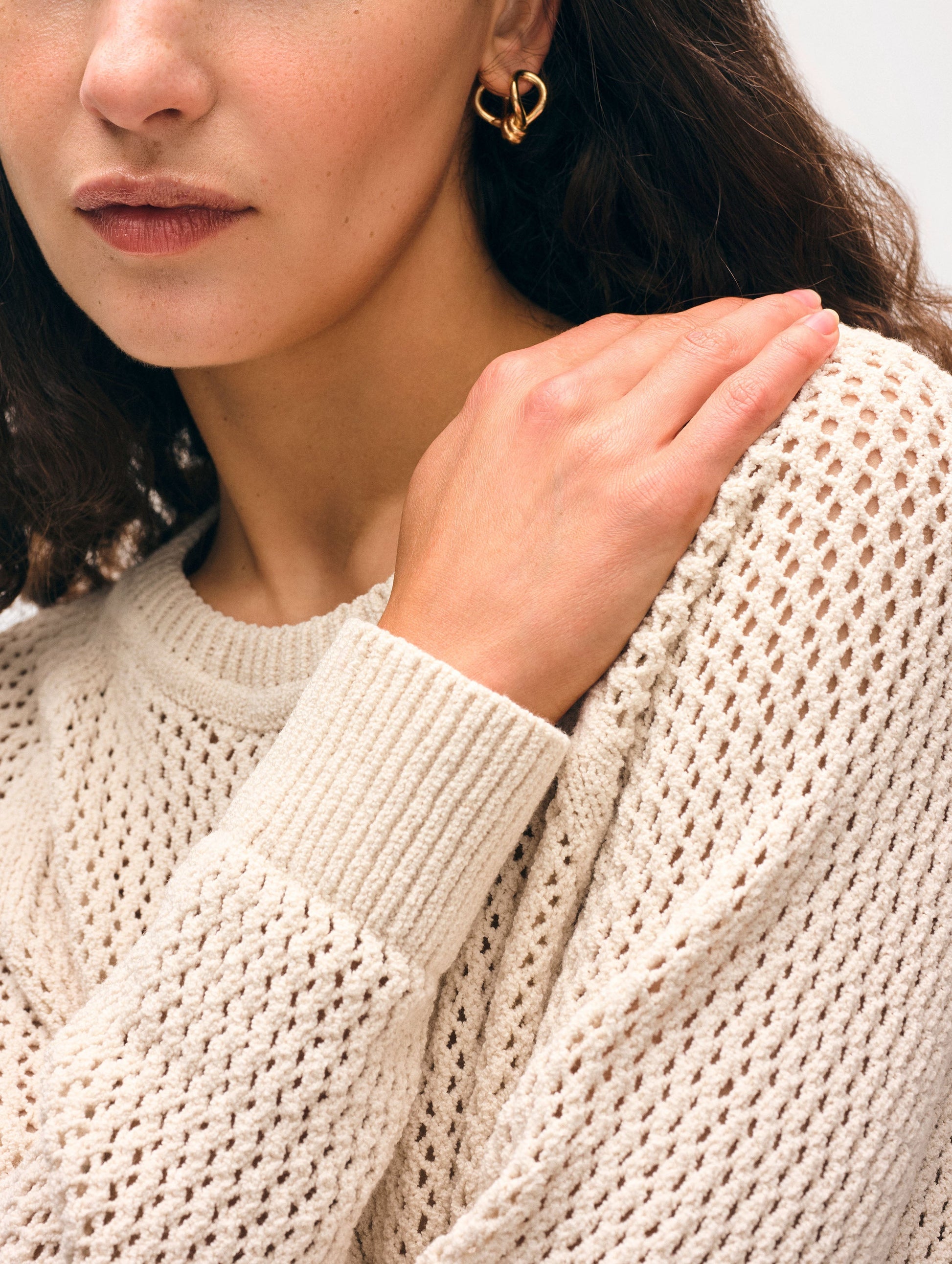 Fine Cotton Bouclé Mesh Sweatshirt