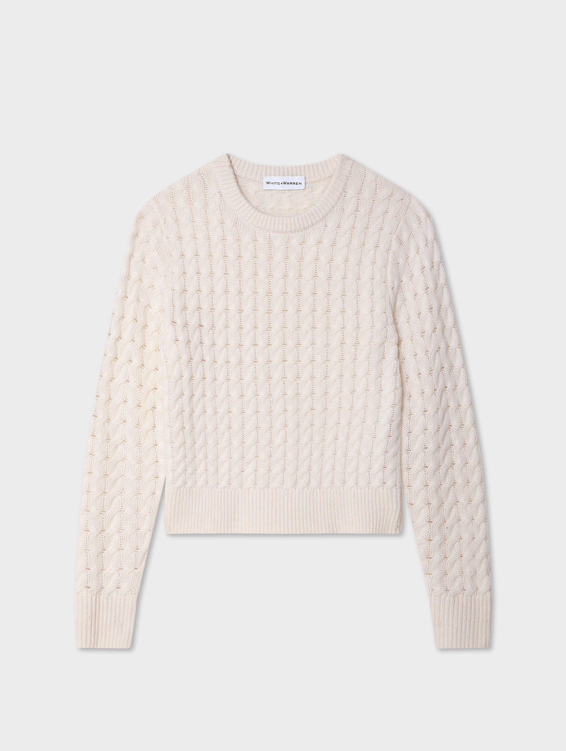 Cashmere Cable Crewneck - Soft White