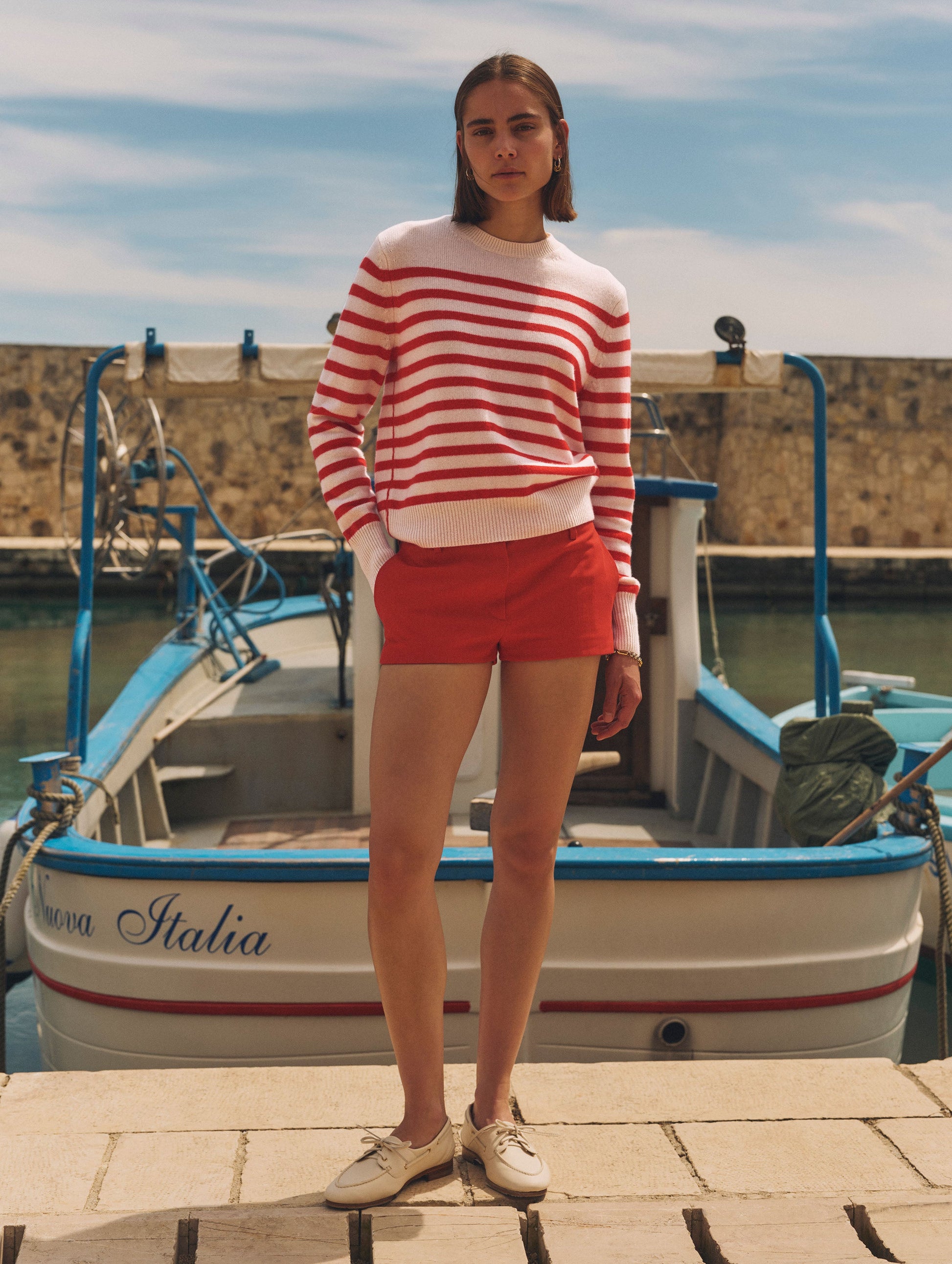 Cashmere Striped Crewneck
