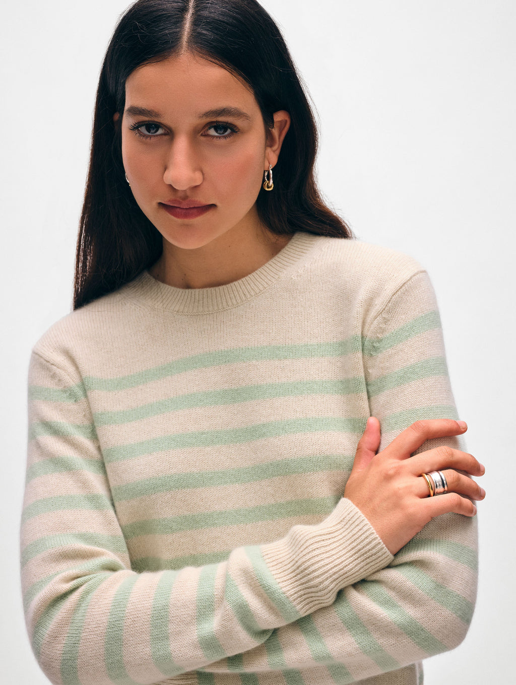 Cashmere Striped Crewneck