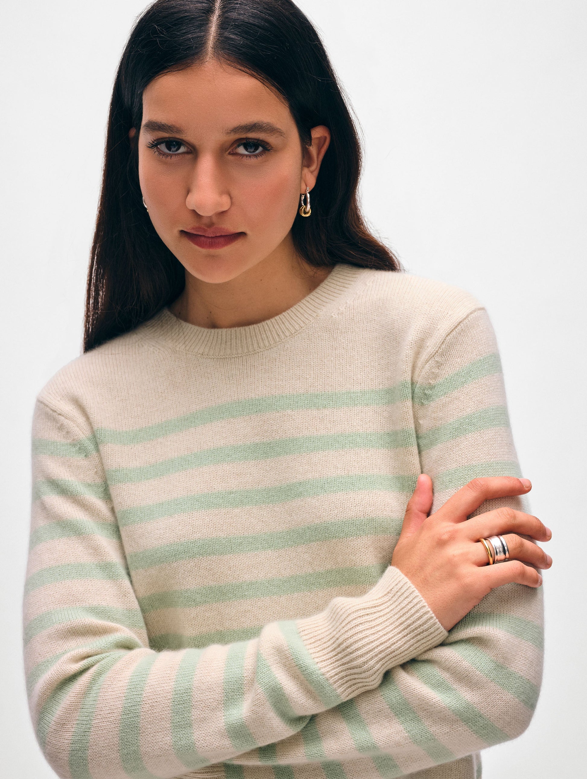 Cashmere Striped Crewneck