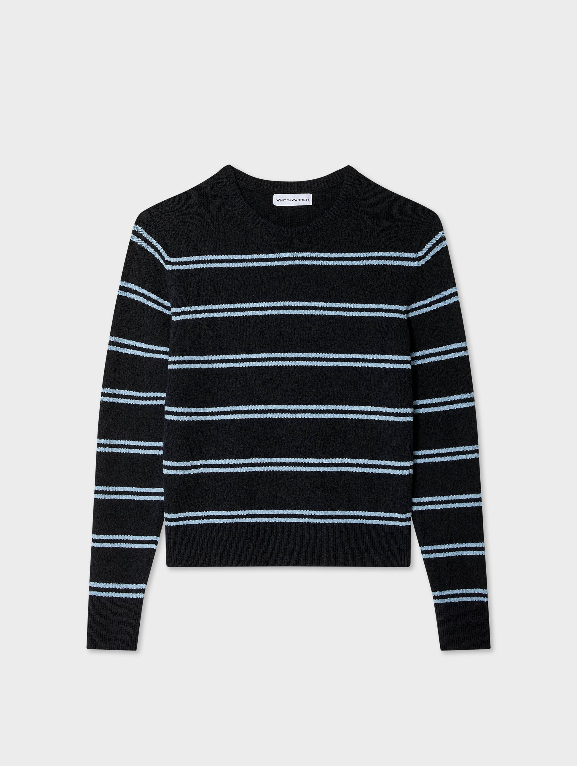 Fine Cotton Bouclé Striped Crewneck