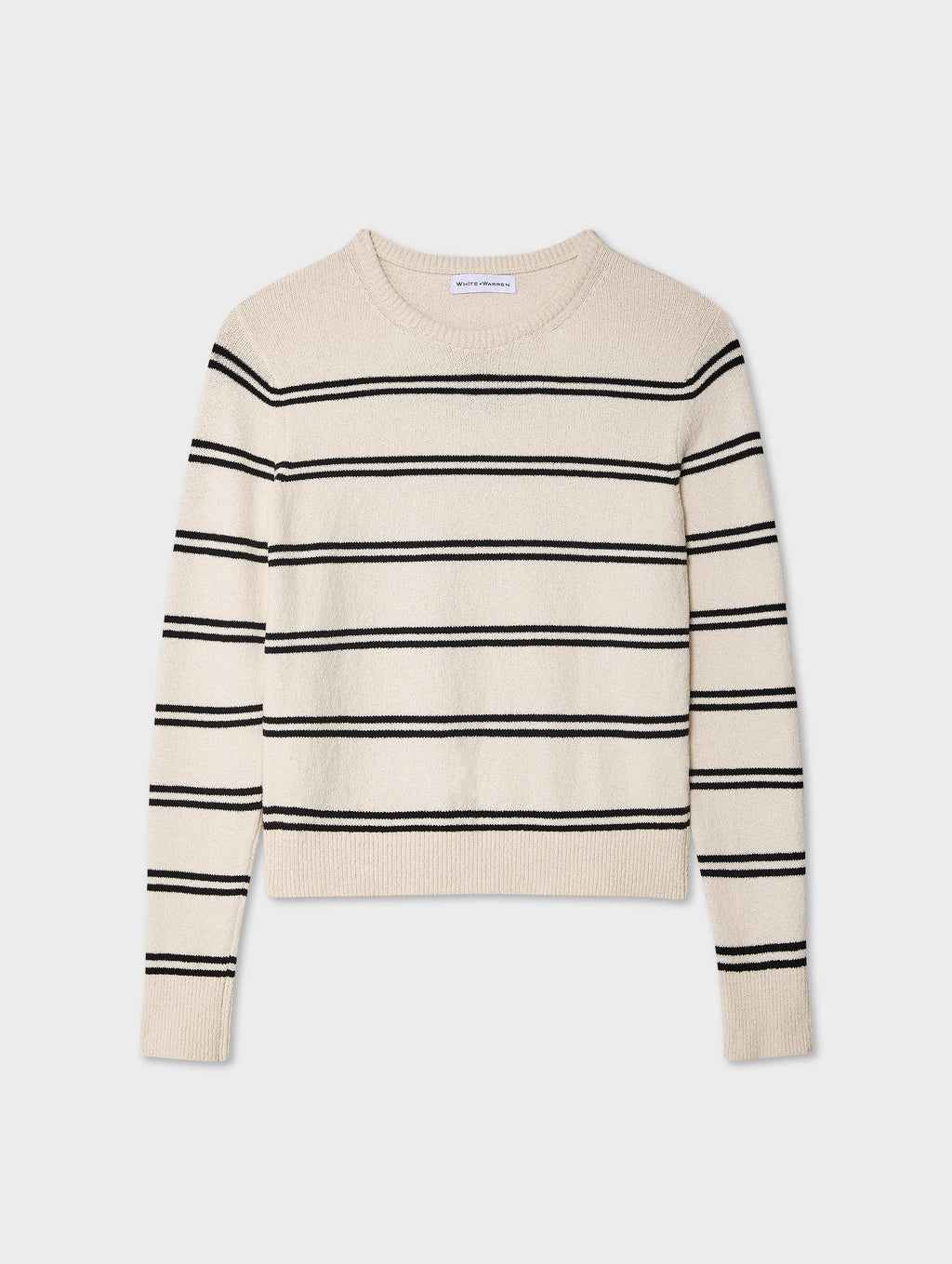 Fine Cotton Bouclé Striped Crewneck