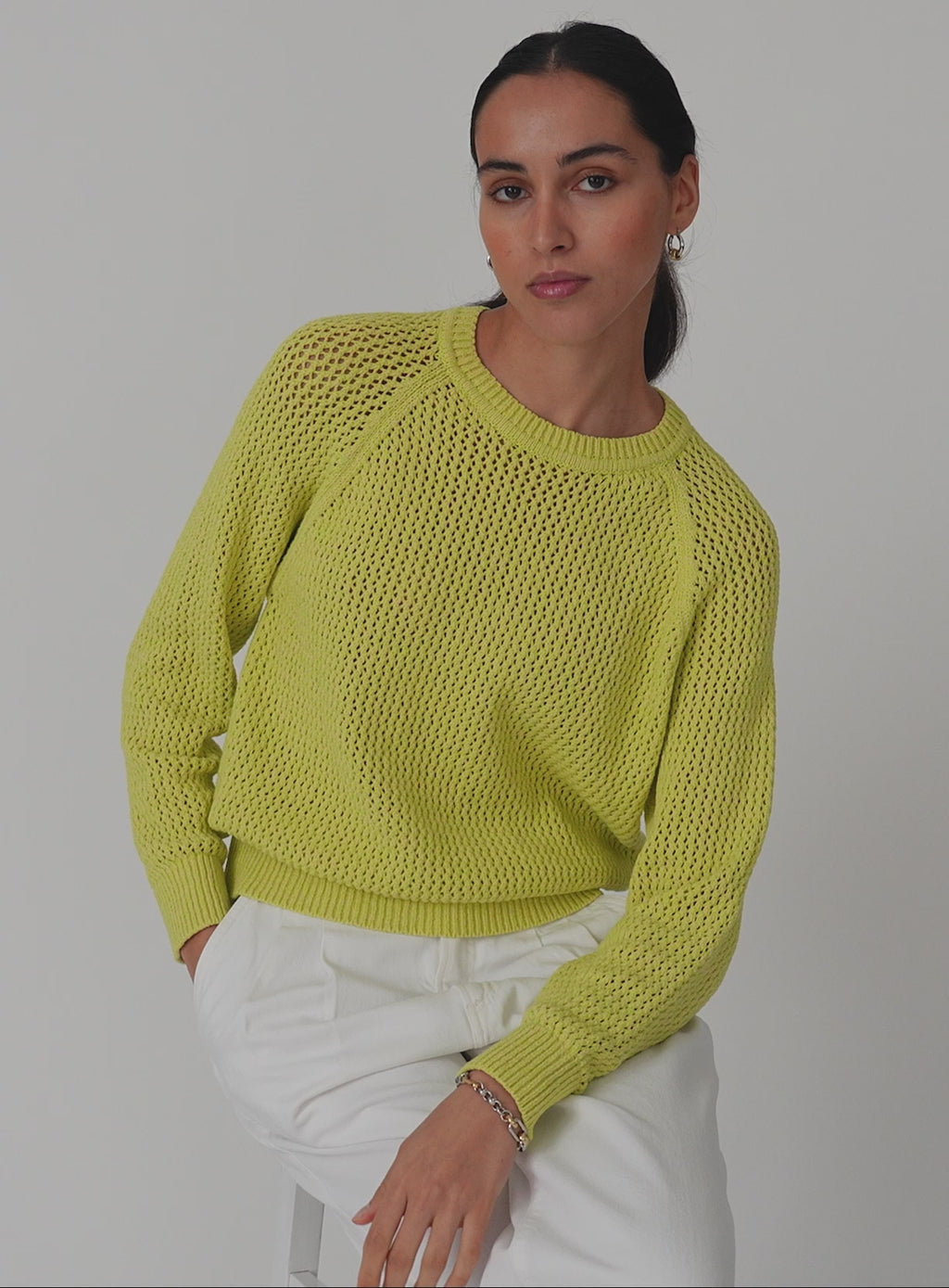 Fine Cotton Bouclé Mesh Sweatshirt