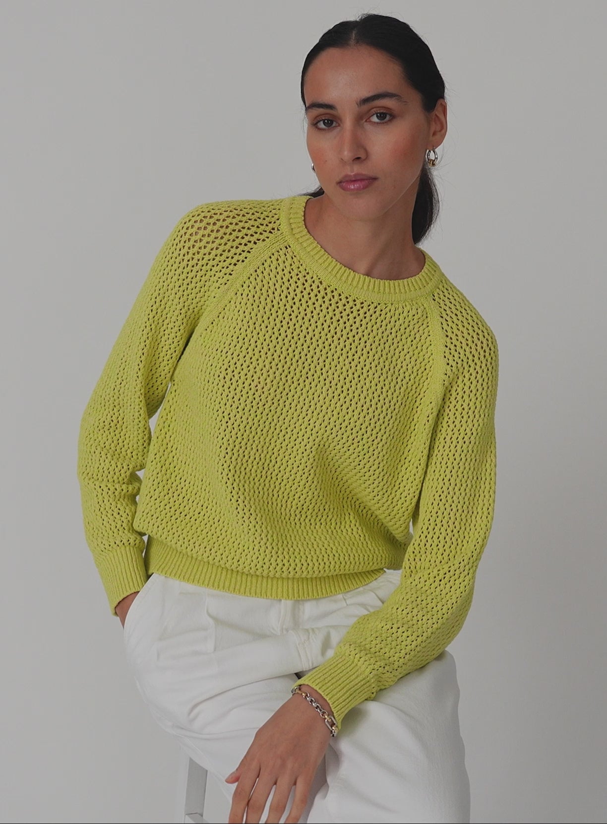 Fine Cotton Bouclé Mesh Sweatshirt