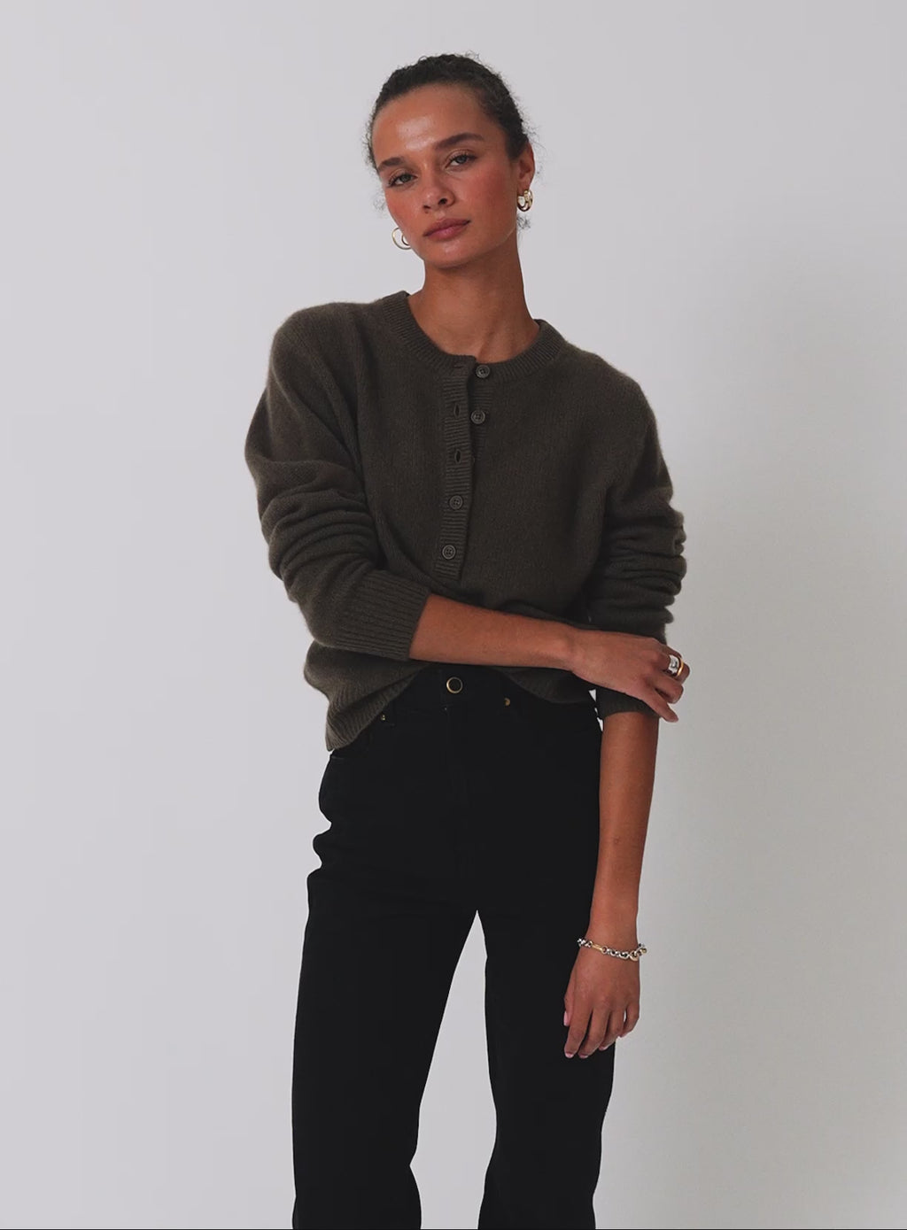 Cashmere Rib Trim Henley