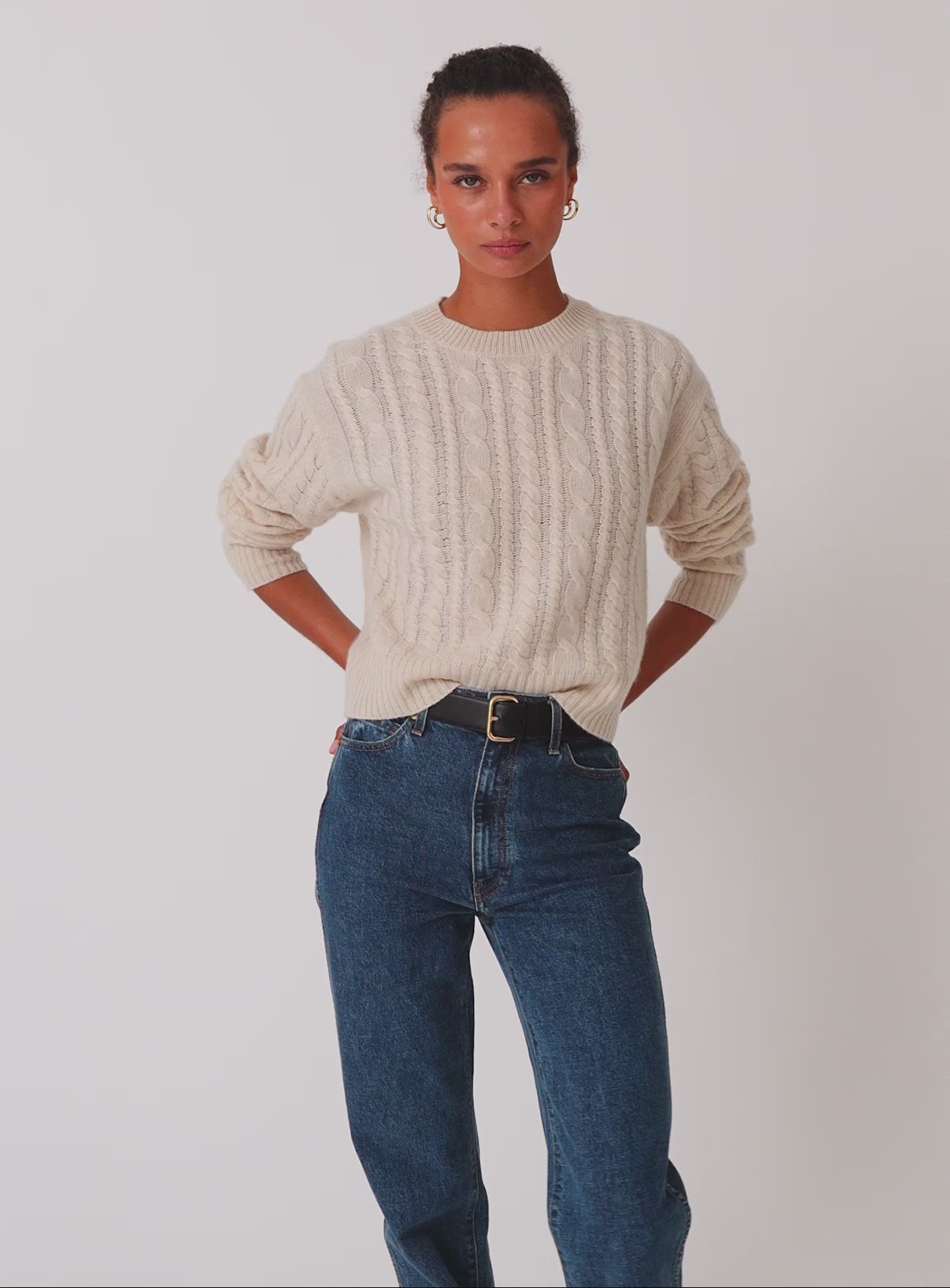 Cashmere Mixed Cable Crewneck