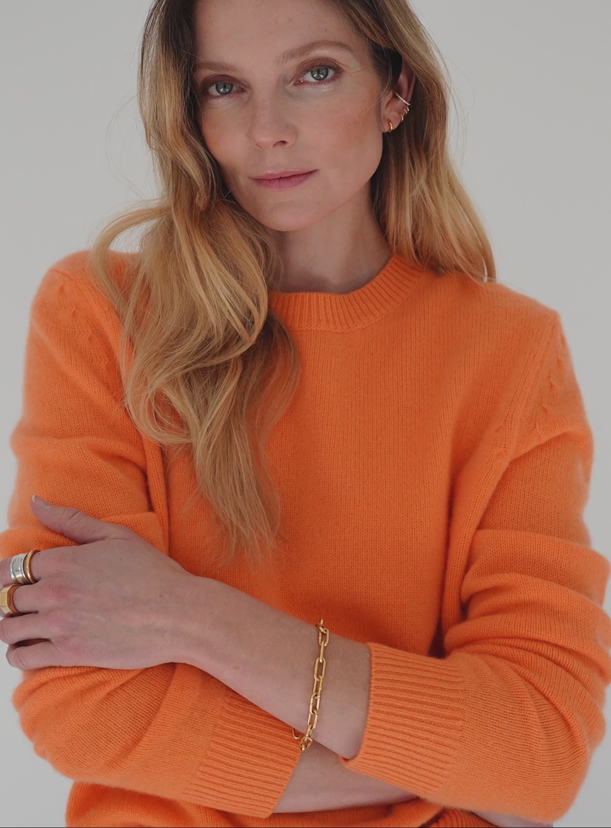 Cashmere Rib Trim Crewneck