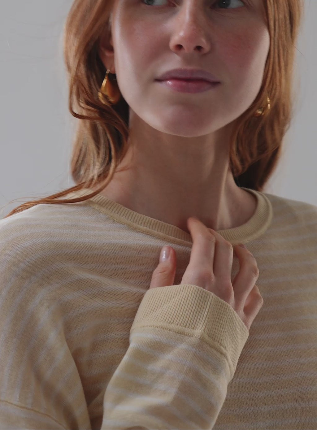 Superfine Cashmere Striped Sweatshirt